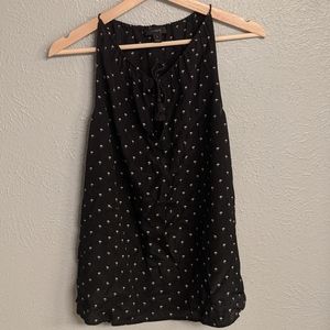 J Crew silk black tank palm tree print & tassels